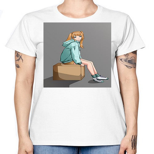 cute casual girl using jacket 49# - anime -  Missy T-Shirt