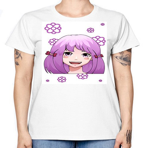 cute ponytails purple hair girl 63# - anime -  Missy T-Shirt
