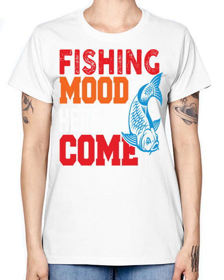 fishing mood here we come png 76# - shark-fish -  Missy T-Shirt