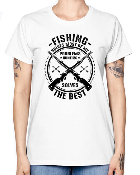 fishing solves most 74# - shark-fish -  Missy T-Shirt