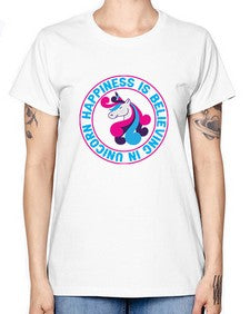 happiness is believing in unicorn 149# - unicorn -  Missy T-Shirt