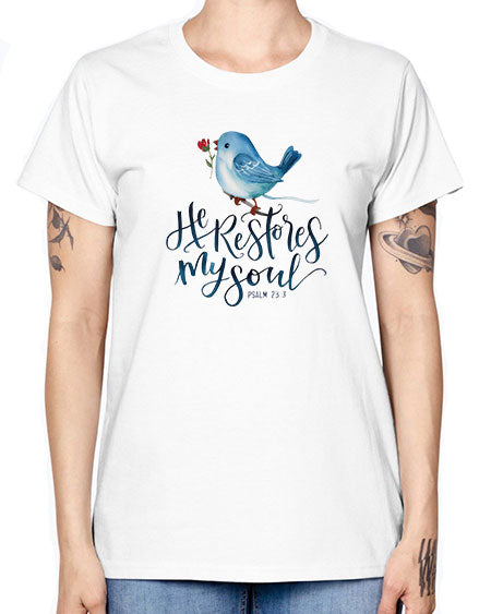 he restores my soul 39# - birds -  Missy T-Shirt
