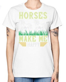 horses make me happy Style 40# - horse -  Missy T-Shirt