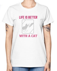 life is better with a cat Style 63# - cats -  Missy T-Shirt