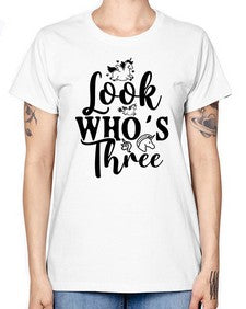 look whos three 265# - unicorn -  Missy T-Shirt