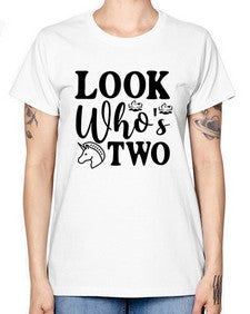 look whos two 267# - unicorn -  Missy T-Shirt