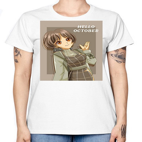 of beautiful girl in hello october 133# - anime -  Missy T-Shirt