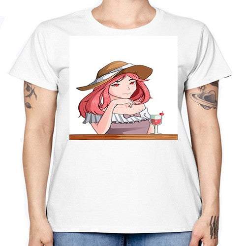 pretty woman with fresh juice in summer 37# - anime -  Missy T-Shirt