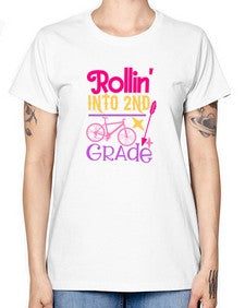 rollin into second grade 783# - second grade -  Missy T-Shirt
