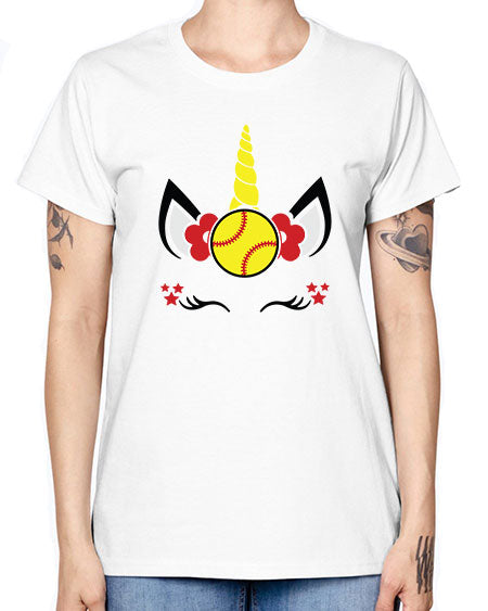 softball unicorn 398# - softball -  Missy T-Shirt