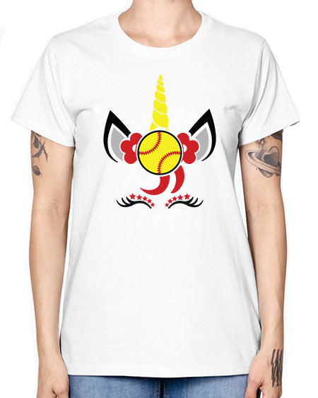 softball unicorn 401# - softball -  Missy T-Shirt