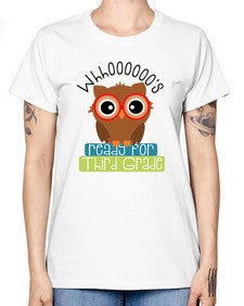 whooos ready for third grade 1009# - third grade -  Missy T-Shirt