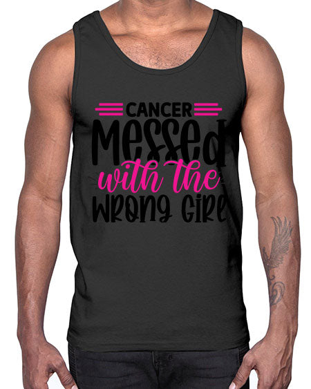 Cancer Messed with the Wrong Girl 29#- breast cancer- Cotton Tank