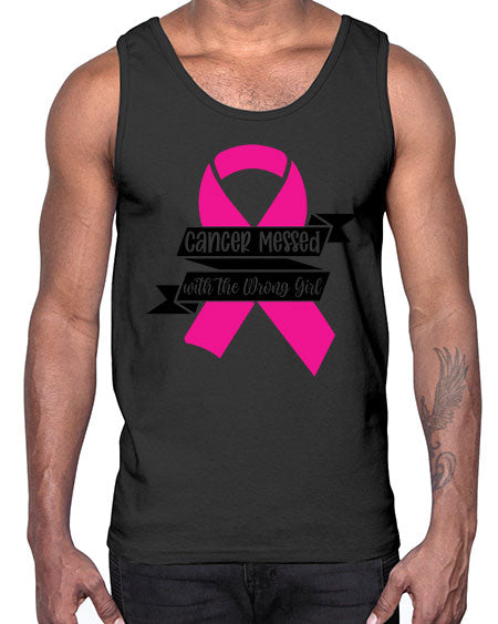 Cancer Messed with the Wrong Girl 30#- breast cancer- Cotton Tank