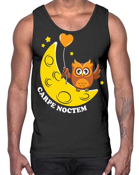 Carpe Noctem Moon Stars Owl A TurtleRabbit 1#- owl- Cotton Tank