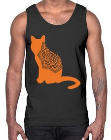 CatMandala 324#- mandala- Cotton Tank