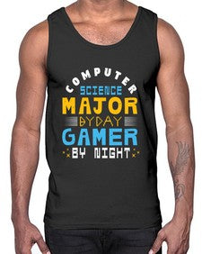 Computer science major by day gamer by night 6#- computer- Cotton Tank