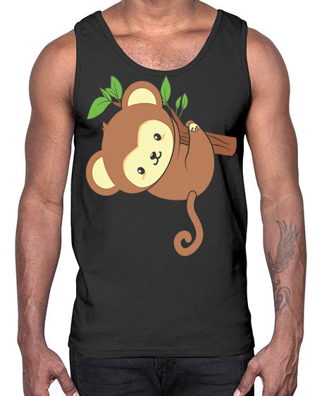Cute Monkey Hanging on Tree 4#- monkey- Cotton Tank