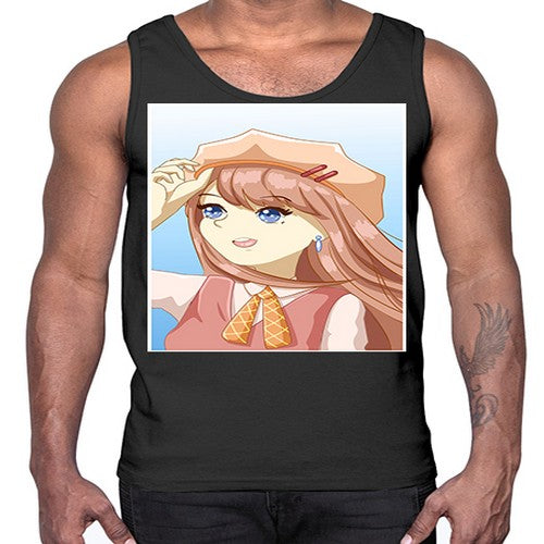 Cute beautiful and funny girl with hat 66#- anime- Cotton Tank