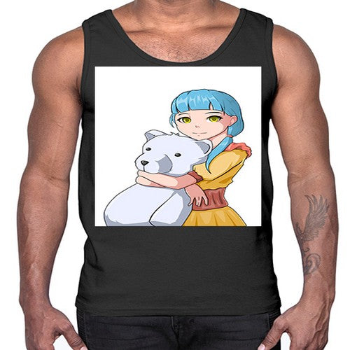 Cute girl with bear doll 26#- anime- Cotton Tank