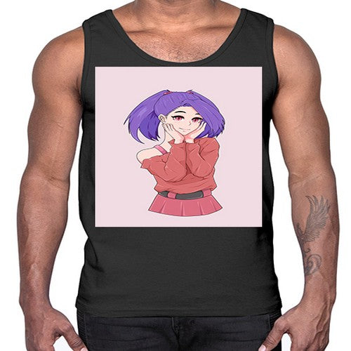 Cute girl with cute pose 138#- anime- Cotton Tank
