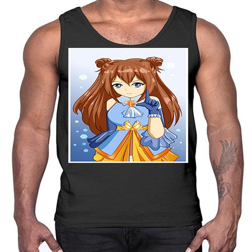Cute little beautiful girl blue gold clothes cartoon 171#- anime- Cotton Tank