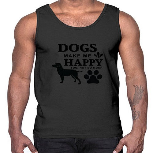 Dogs Make Me Happy Style 44#- dogs- Cotton Tank