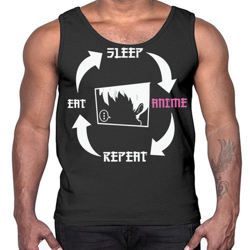 Eat Sleep Anime Repeat Anime Anime 226#- anime- Cotton Tank