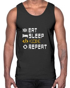 Eat sleep code repeat 49#- computer- Cotton Tank