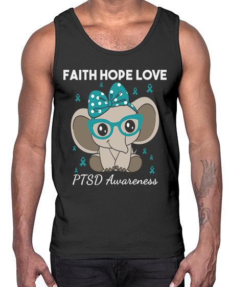 Elephant I Have PTSD Awareness 25#- PTSD- Cotton Tank