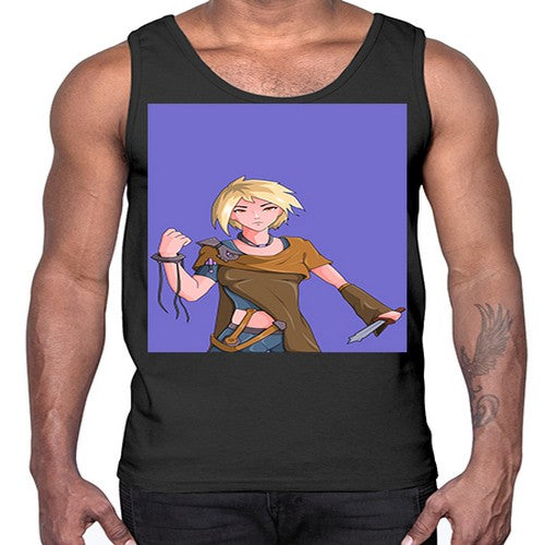 Girl hold knife 12#- anime- Cotton Tank