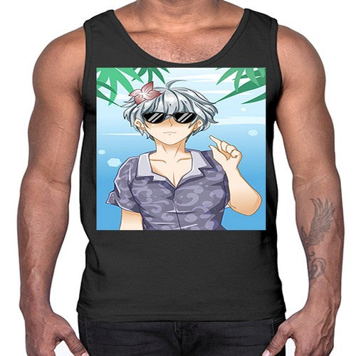 Handsome boy with sunglasses on the beach in summer holiday 44#- anime- Cotton Tank