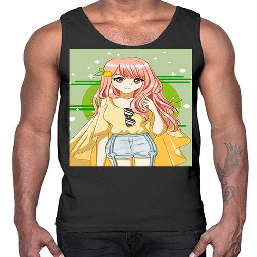Happy and cute yellow blouse in summer holiday 43#- anime- Cotton Tank