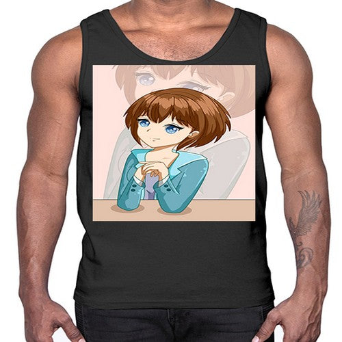 Happy beautiful and elegant girl brown hair 36#- anime- Cotton Tank