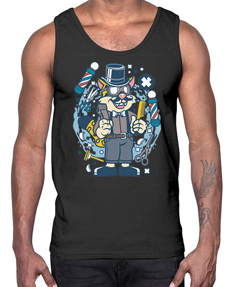 Hipster Barber Leopard836#- barber- Cotton Tank