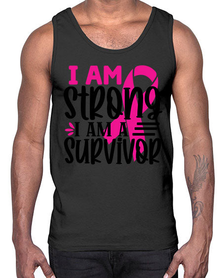 I Am Strong I Am a Survivor 19#- breast cancer- Cotton Tank