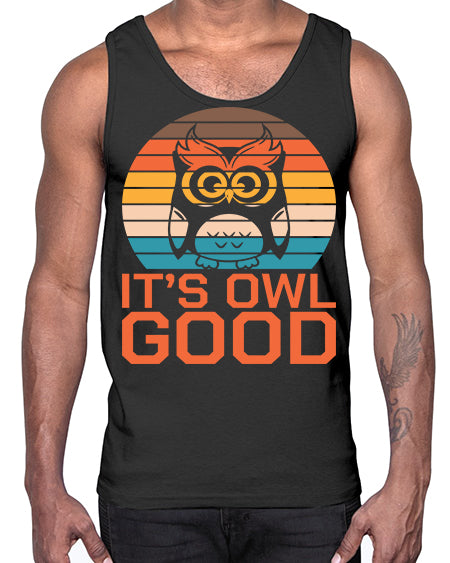 Its Owl Good Retro Owl A TurtleRabbit 10#- owl- Cotton Tank
