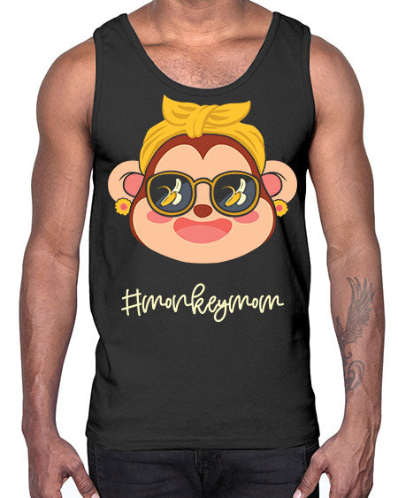 Monkey Mom Banana Glasses 16#- monkey- Cotton Tank