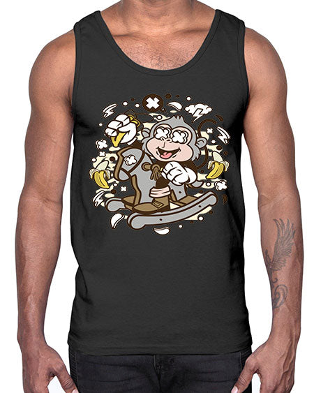 Monkey Rocking Horse- monkey- Cotton Tank
