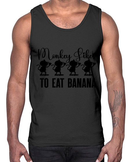 Monkey likes to eat banana - monkey- Cotton Tank