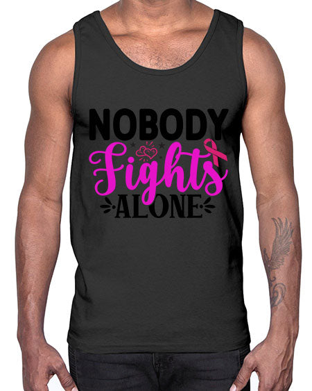Nobody Fights Alone 12#- breast cancer- Cotton Tank
