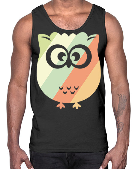 Owl Retro Style Vintage A TurtleRabbit 15#- owl- Cotton Tank