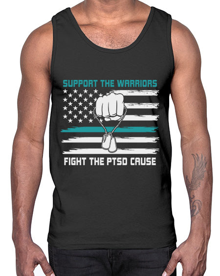 PTSD Awareness Military Teal Ribbon 11#- PTSD- Cotton Tank