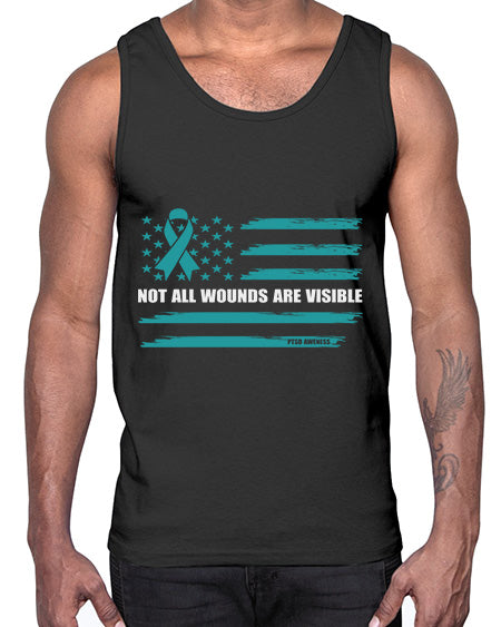 PTSD Awareness Not All Wounds 19#- PTSD- Cotton Tank