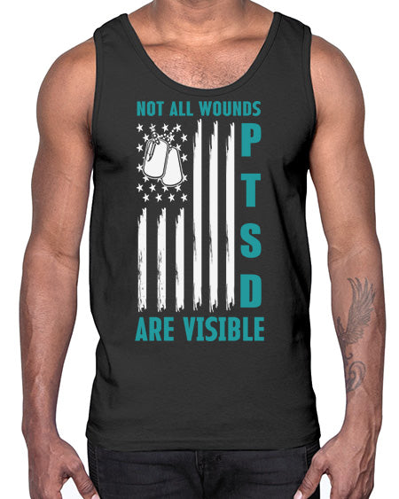 PTSD Awareness Not All Wounds 8#- PTSD- Cotton Tank