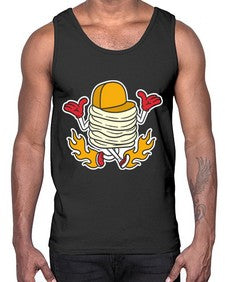 Pancake on fire 200#- cartoon food- Cotton Tank