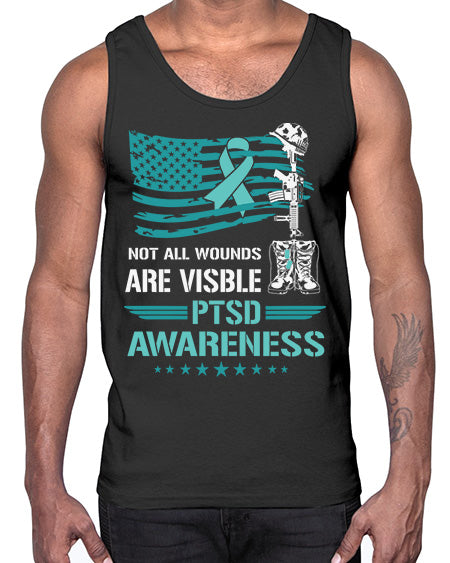 Patriotic Military PTSD Awareness 13#- PTSD- Cotton Tank