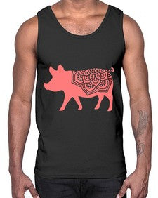 PigMandala 985#- mandala- Cotton Tank
