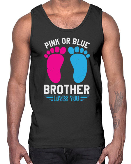 Pink or Blue brother loves you Style 185#- baby shower- Cotton Tank