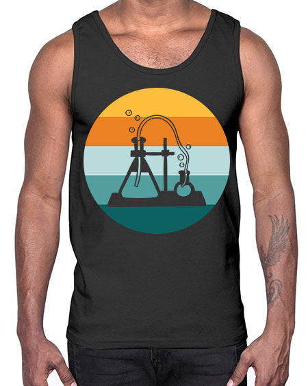 ScientistRetroSunsetScientistSkinite Scientist Skinite 39#- general science- Cotton Tank